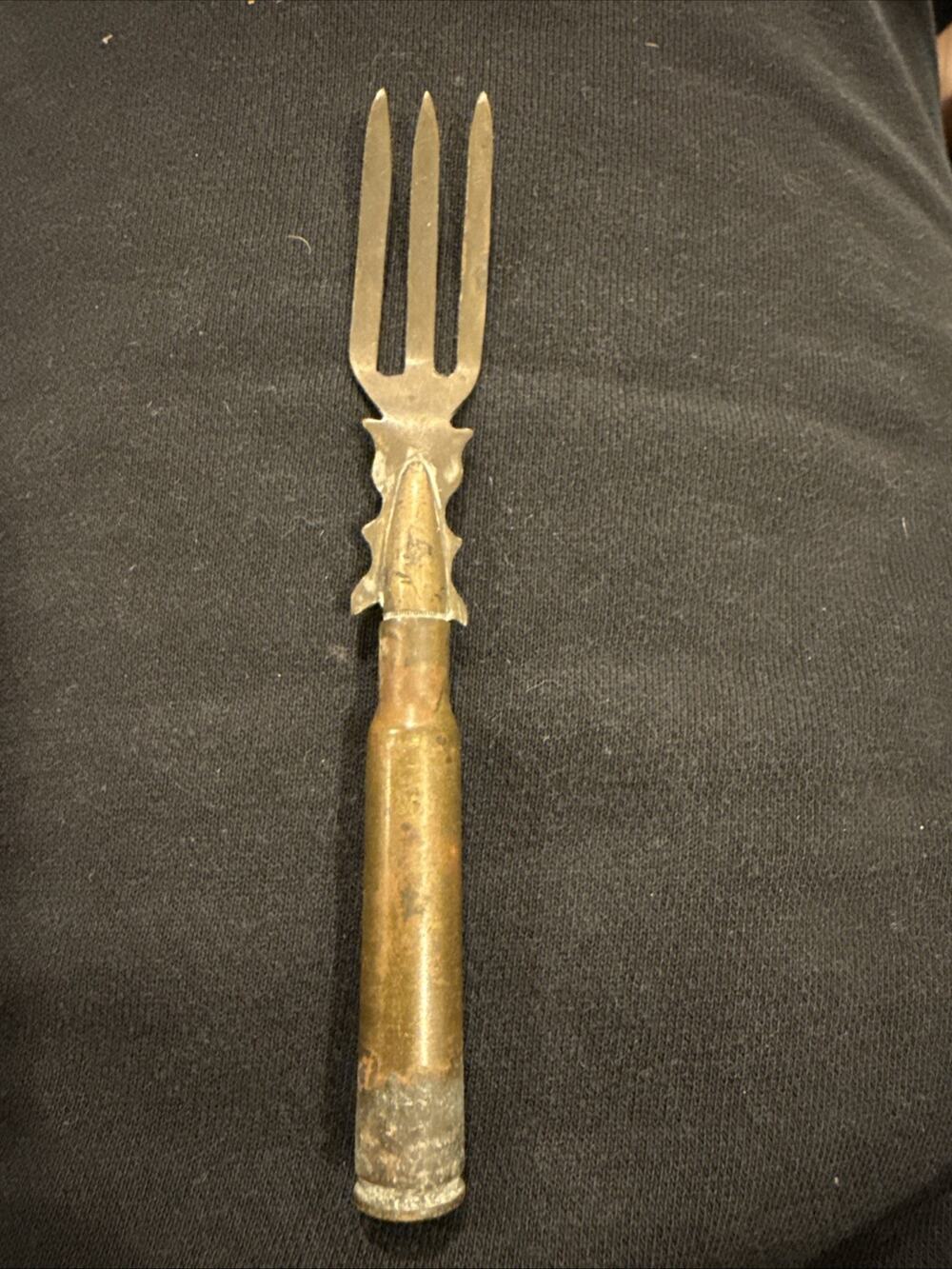 Vintage Trench Art Fork-Spent Brass Bullet
